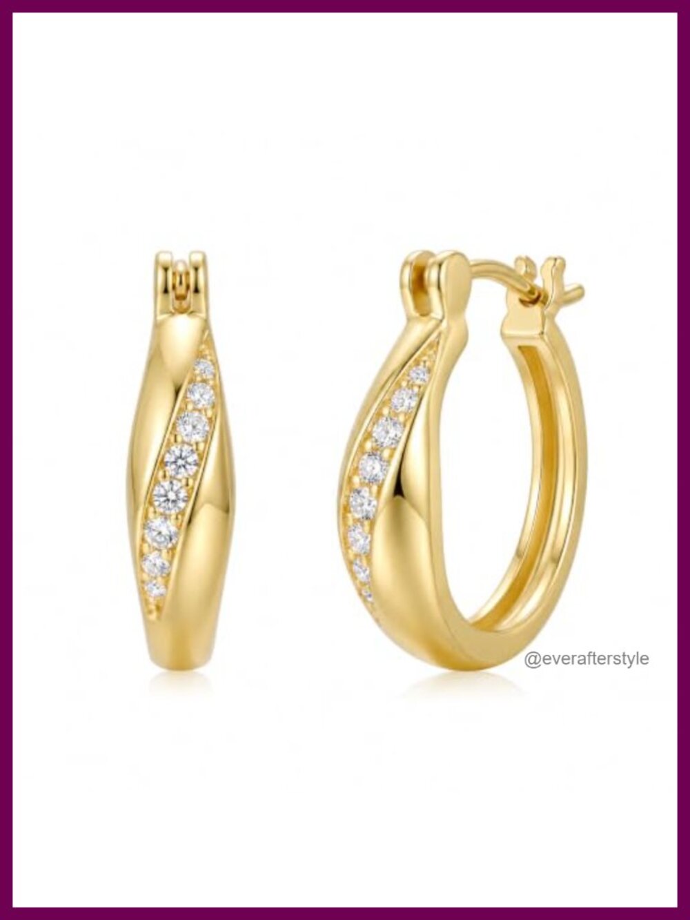 14k Gold Plated Hoop Earrings Twisted Design 20mm Lightweight